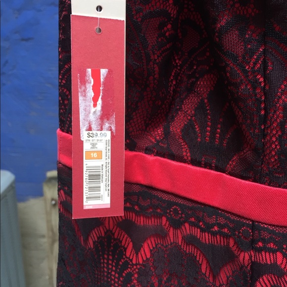 Merona Red and Black Lace Cocktail Dress NWT - Picture 4 of 4
